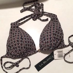 La Blanka brown-black bikini top, size: 4, new, never worn.